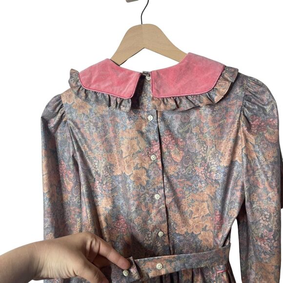 Tess Originals Vintage Prairie Dress Floral Puff Sleeve Peter Pan Collar Size 14 - Picture 9 of 12